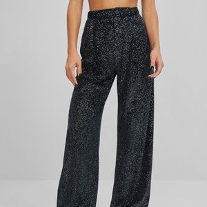 Bershka wide leg velvet glitter pants